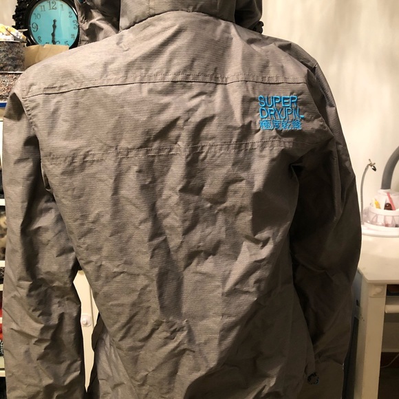 Superdry gray jacket with blue interior, Sz S - Picture 3 of 8